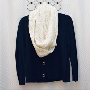 White infinity scarf, white, knit with sequins